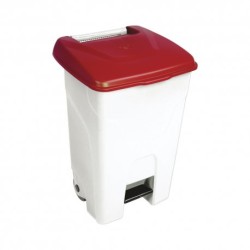 Conteneur à Pédale 90 L Plastique Couvercle rouge Mabel