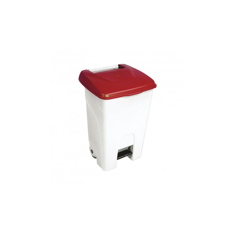 Conteneur à Pédale 90 L Plastique Couvercle rouge Mabel