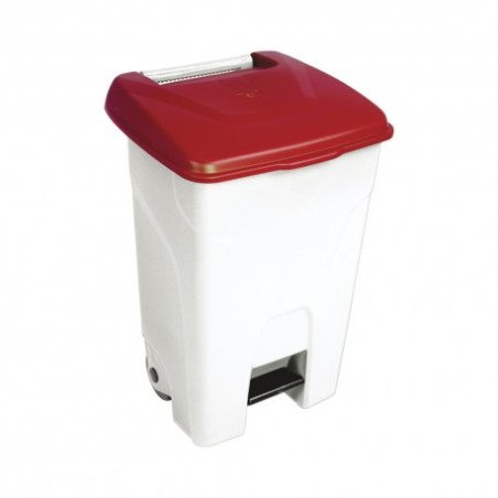 Conteneur à Pédale 90 L Plastique Couvercle rouge Mabel