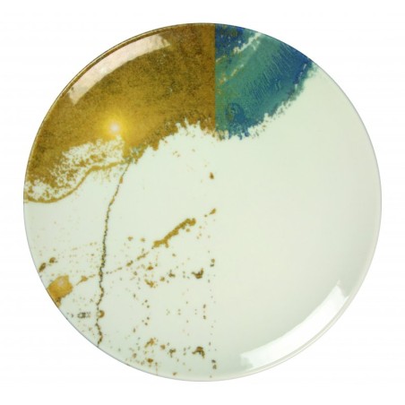 6 ASSIETTES CREUSES 25 CM DIONYSOS BLANC BLEU & OR