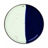 6 ASSIETTES PLATES BORDS DROITS 21 CM POSEIDON BLANC IVOIRE & BLEU