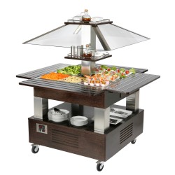 Buffet central mobile chaud - 4 bacs GN1/1x150