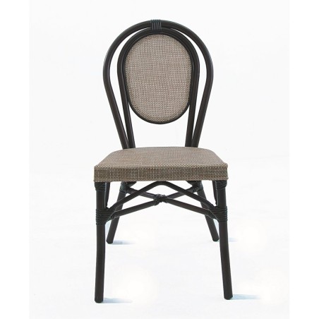 CHAISE ROTIN TISSU BEIGE STRUCTURE SUN MASTER