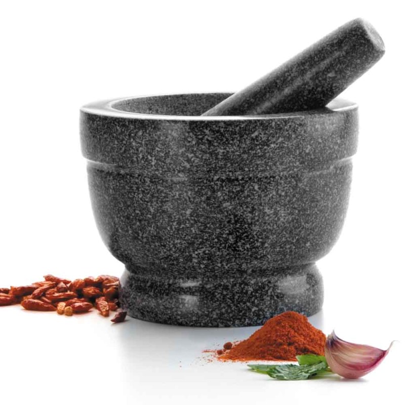 Mortier et pilon en granit diamétre 14x10cm
