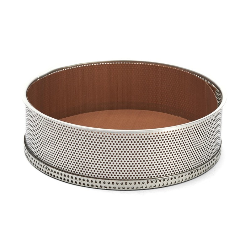MOULE ROND INOX PERFORE FOND DEMONTABLE D24X6.5