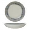 6 ASSIETTES CREUSES 25 CM NYX BLANC.BLEU & ARGENT