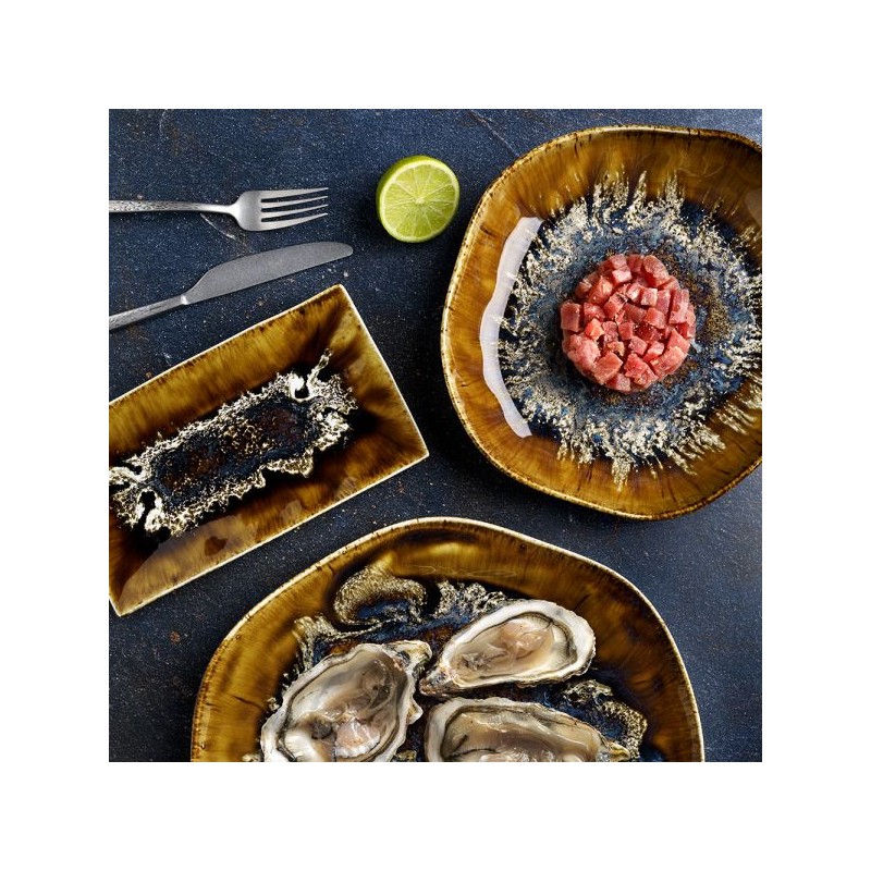 6 ASSIETTES RECTANGULAIRES 23X13CM REEF OYSTER
