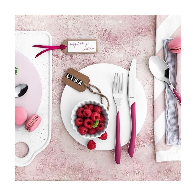 6 COUTEAUX DE TABLE PRISMA FRAMBOISE