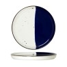 6 ASSIETTES PLATES BORDS DROITS 21 CM POSEIDON BLANC IVOIRE & BLEU