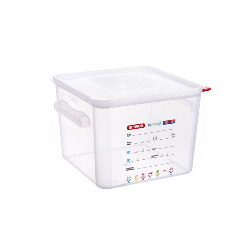 BAC CARRE AVEC COUVERCLE PP 12L TRANSPARENT