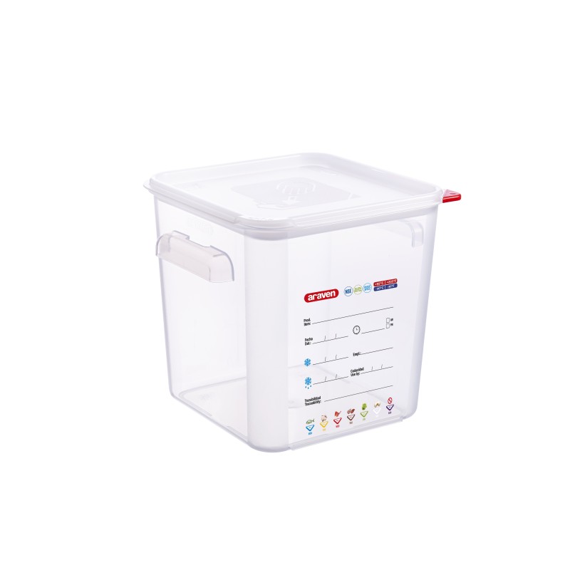 BAC CARRE AVEC COUVERCLE PP 18L TRANSPARENT