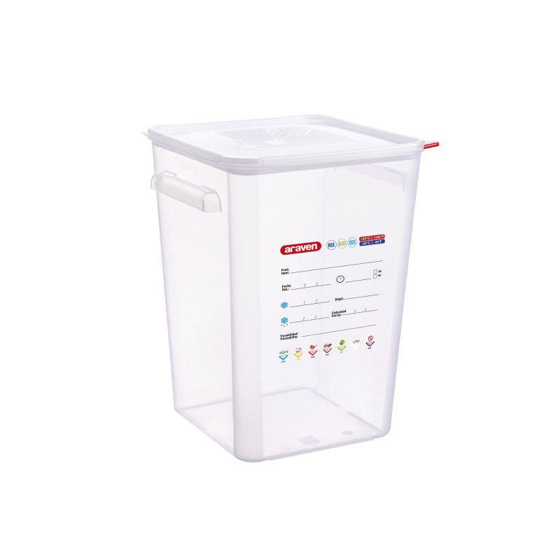 BAC CARRE AVEC COUVERCLE PP 22L TRANSPARENT