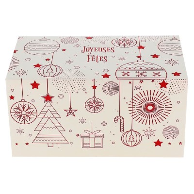 BOITE A BUCHE ROUGE EN FETES 350X115X105