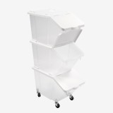 LOT DE 3 BACS A INGREDIENTS 30L AVE C COUVERCLE ET ROULETTES