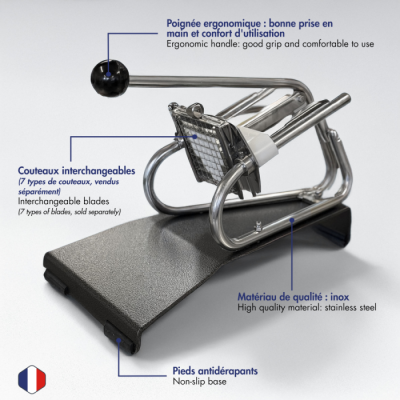 Coupe - frites professionnel sur socle époxy - couteau étamé + poussoir 10 mm