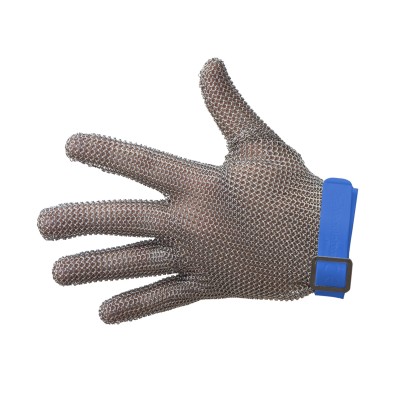 Gant en cotte de maille taille L sangle bleue