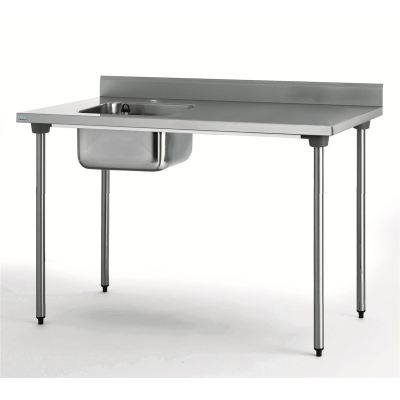 TABLE INOX DU CHEF CHR ADOSSEE BAC A GAUCHE SANS ROBINET