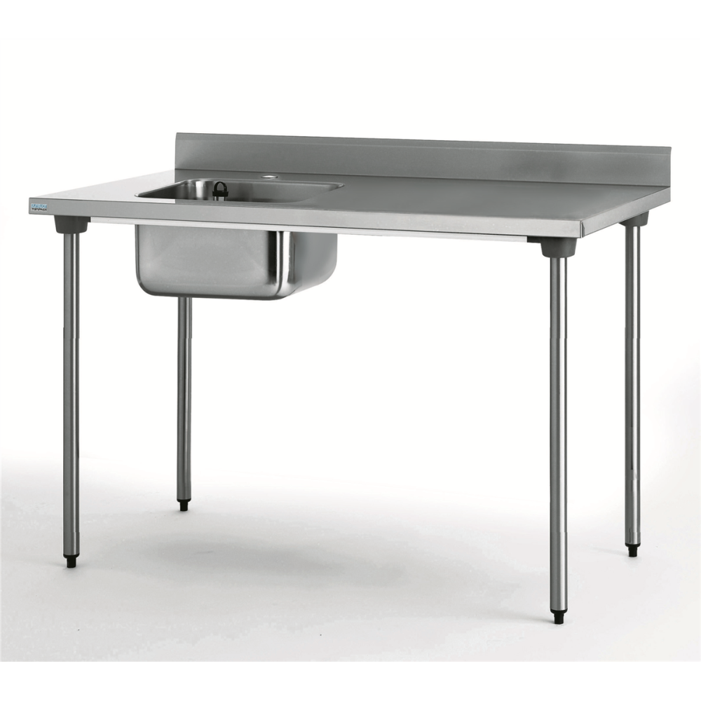 TABLE INOX DU CHEF CHR ADOSSEE BAC A GAUCHE SANS ROBINET