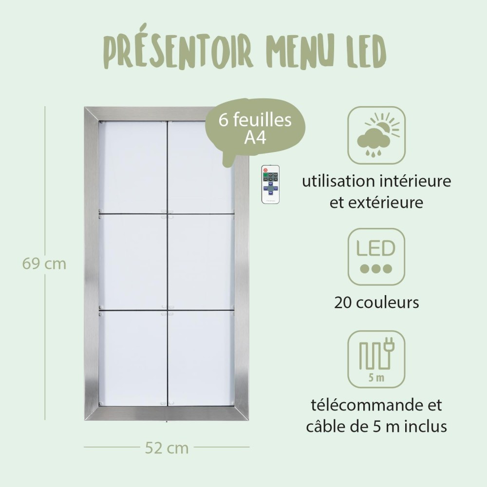 PORTE-MENUS LED COLOREES SECURIT