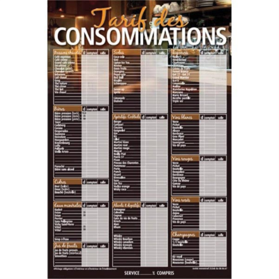 TARIF 44X66CM MOKKA CONSOMMATIONS NYLON