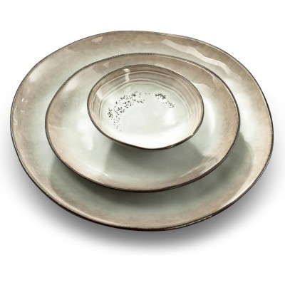 6 ASSIETTES PLATES SHADOW 28CM NACRE