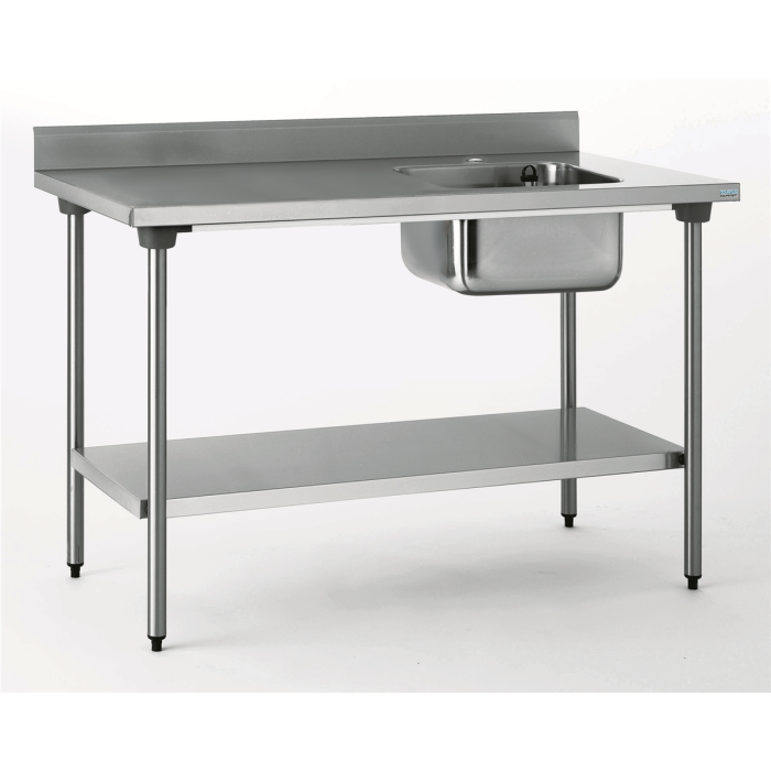 TABLE INOX DU CHEF CHR ADOSSEE BAC A DROITE+ETAGERE