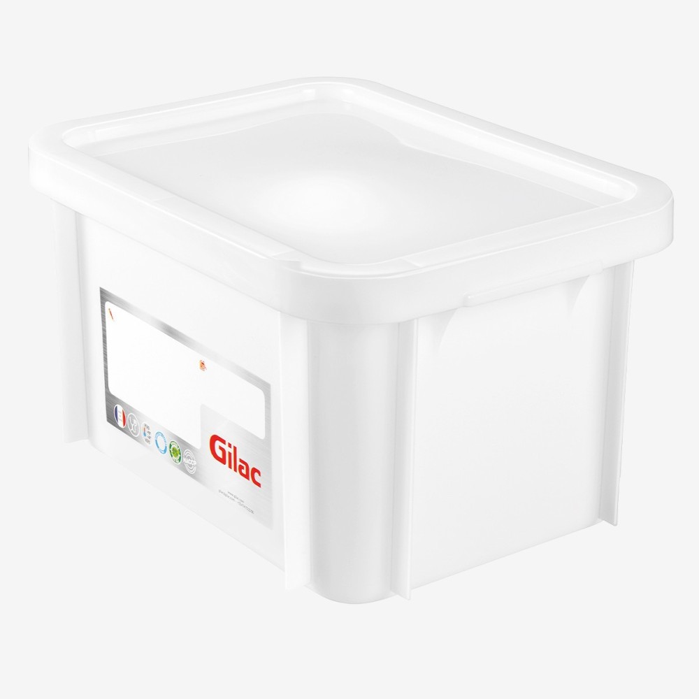 Bac alimentaire 15L avec couvercle blanc 400x300x235 mm - GILAC