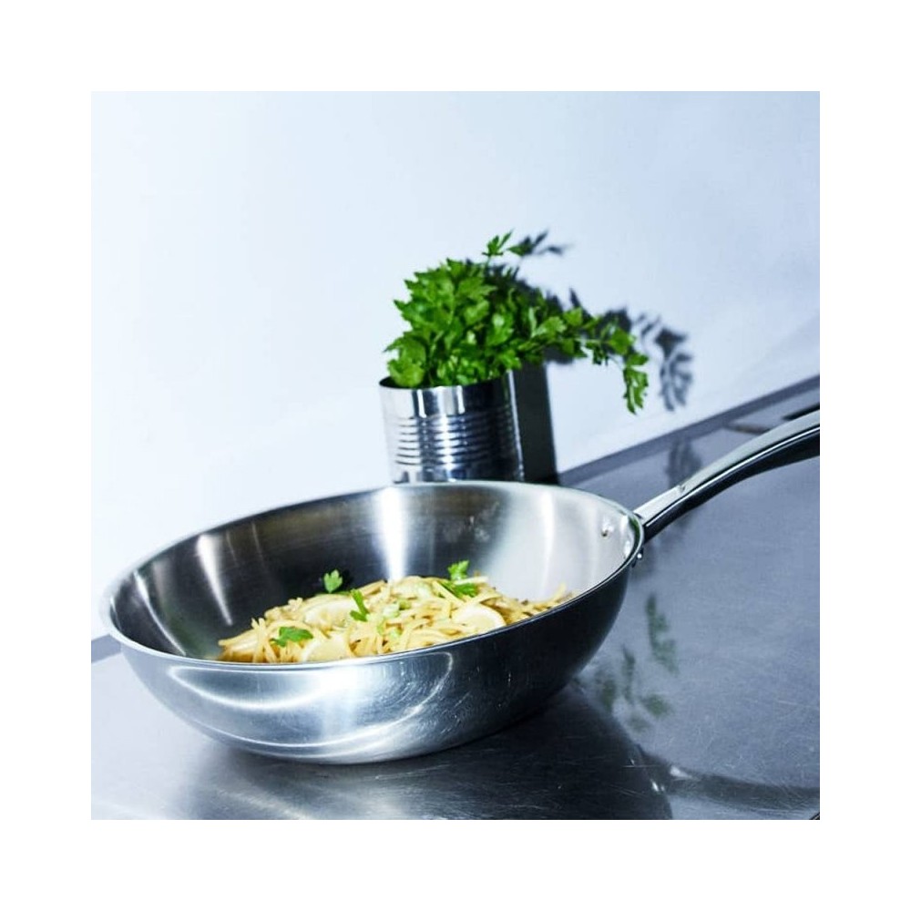 POELE WOK INOX TRIPLI PRO 30 X.8 CM