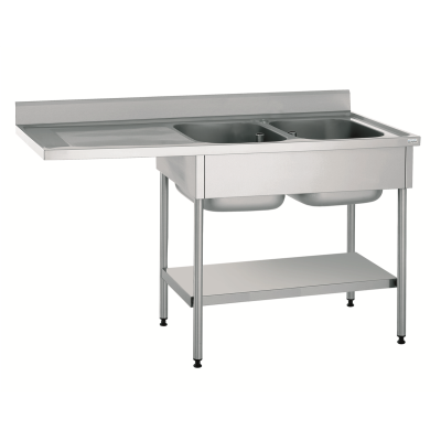 PLONGE CHR POUR LAVE VAISSELLE ENCASTRE -2 BACS +ÉGOUTTOIR GAUCHE