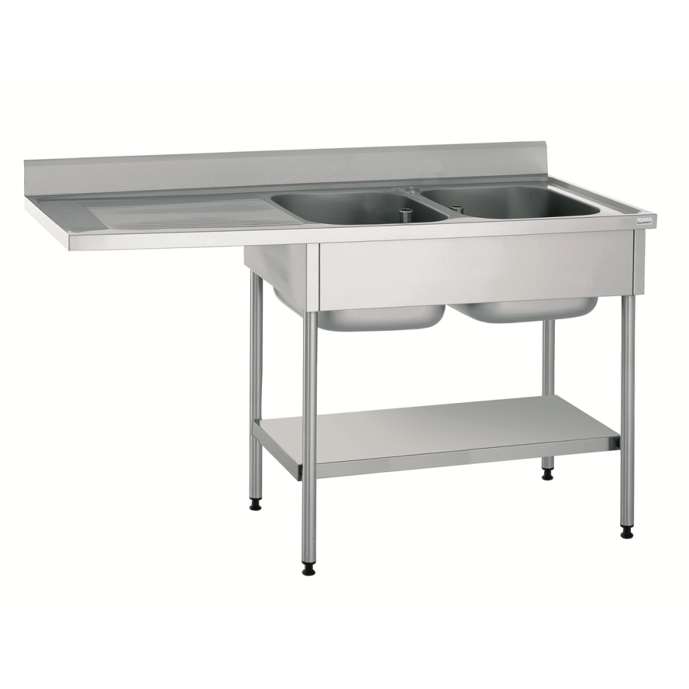 PLONGE CHR POUR LAVE VAISSELLE ENCASTRE -2 BACS +ÉGOUTTOIR GAUCHE