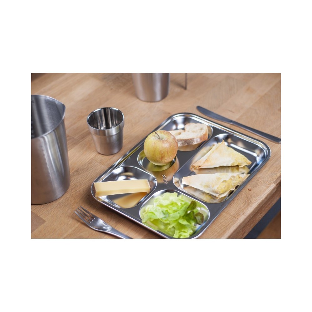 PLATEAU 6 COMPARTIMENTS INOX-  38 X 27.2 X 2.5 CM