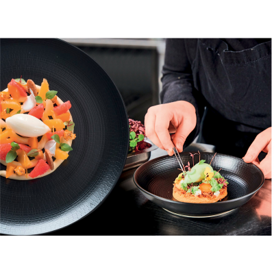 ASSIETTE PLATE RONDE 28 CM MODULO PIERRE DE LAVE-NOIRE X 6