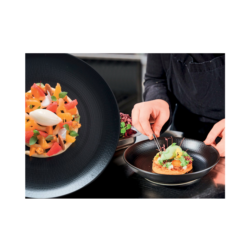 ASSIETTE COUPE CREUSE MODULO PIERRE DE LAVE 25 CM X6