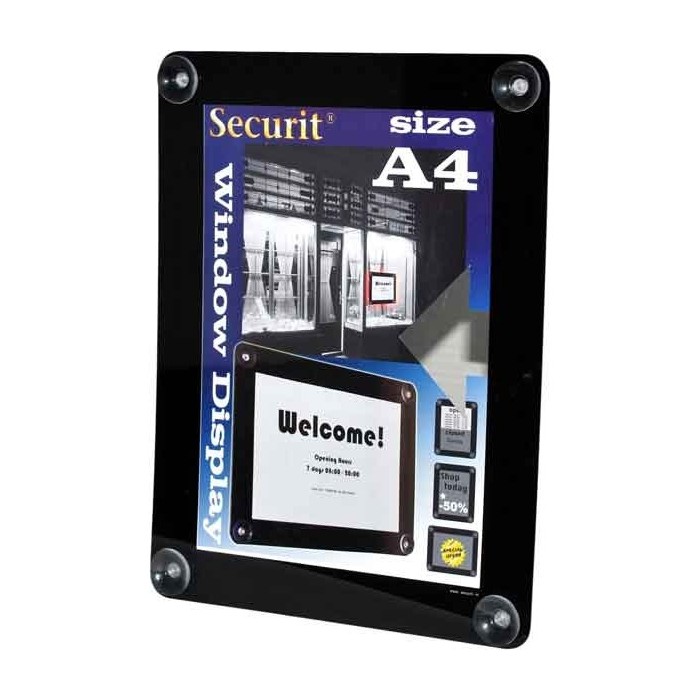 PORTE-AFFICHES POUR VITRES- A4-NOIR SECURIT