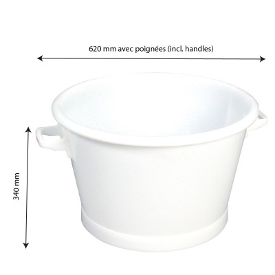 BAQUET ROND FOND RENFORCE 50L BLANC