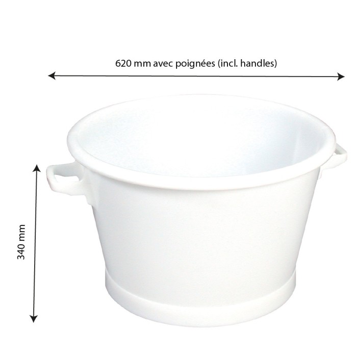 BAQUET ROND FOND RENFORCE 50L BLANC