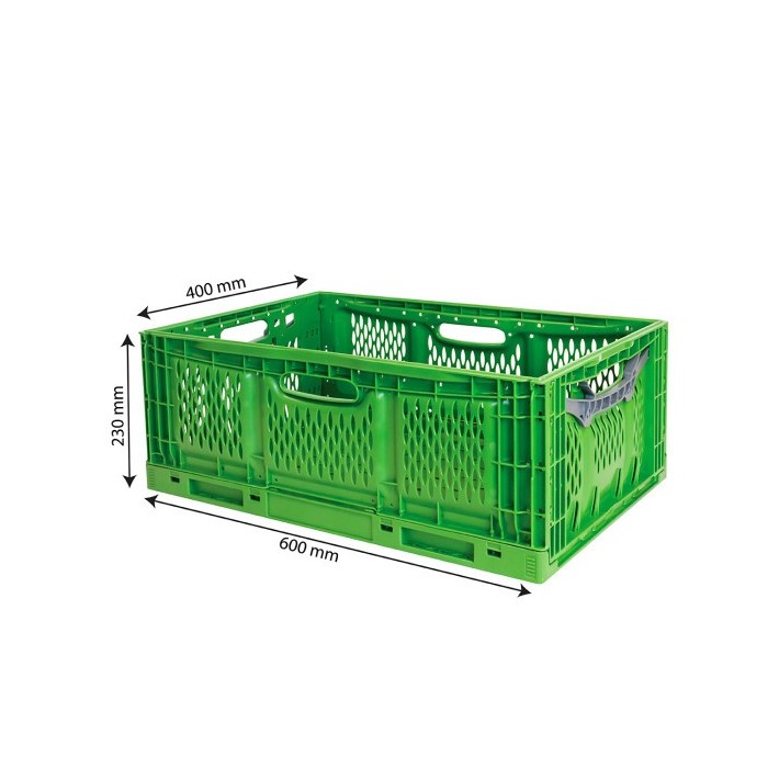 CAISSE PLIABLE EMPILABLE 600X400 X230MM 45L - VERTE
