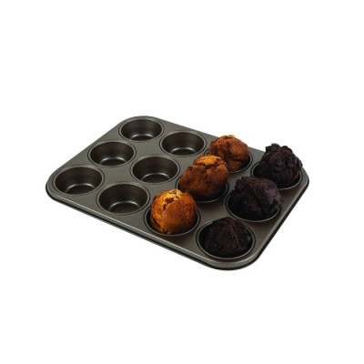 PLAQUE A MUFFINS ANTI-ADHERENTE 12 EMPREINTES
