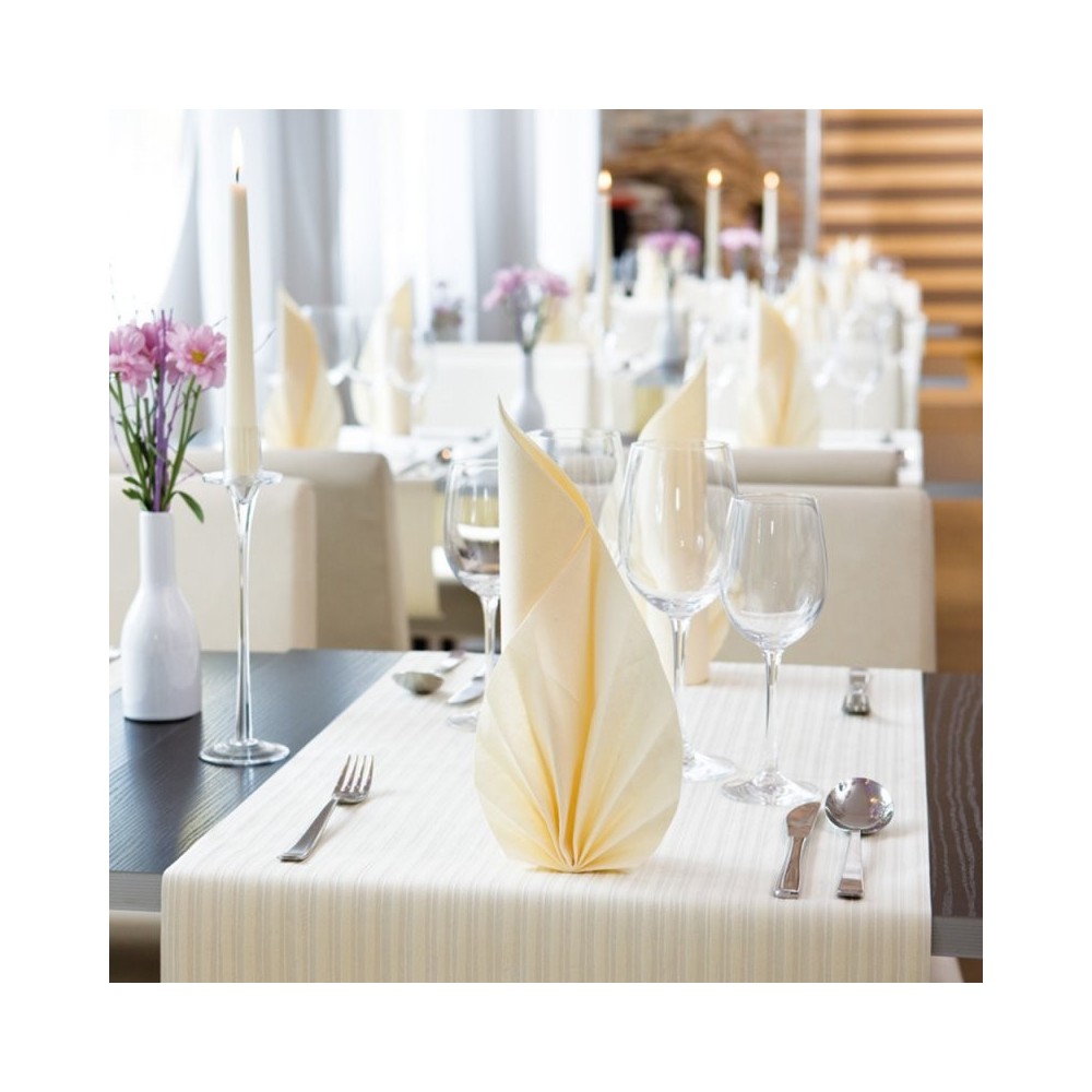 Serviettes 40x40 cm 2 Plis Crème DUNI | Ouate Lisse Professionnelle