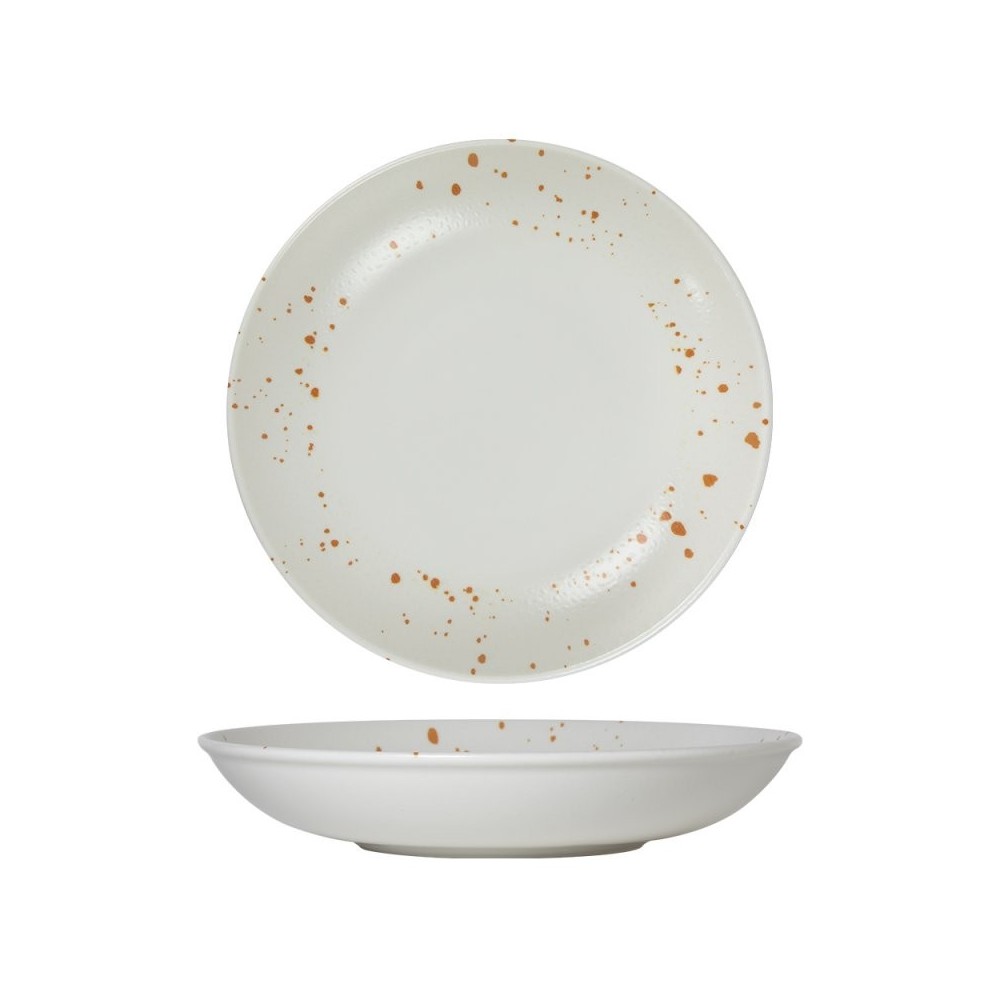 ASSIETTE CREUSE 25 CM HERMES ORANGE & BLANC X 6