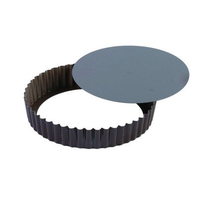 TOURTIERE RONDE CANNELEE - ANTI ADHERENTE-FOND MOBILE 28CM