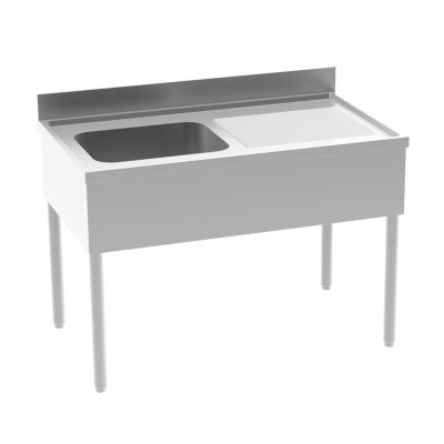 PLONGE ADOSSEE 1200X700X900MM 1 BAC EGOUTTOIR DROITE