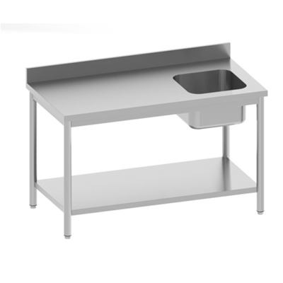 TABLE DE CHEF ADOSSEE 1400X700X850/900MM-1 bac à droite