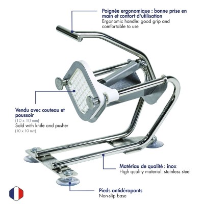 Coupe- Frites 10 mm avec Couteau et Poussoir | Tellier
