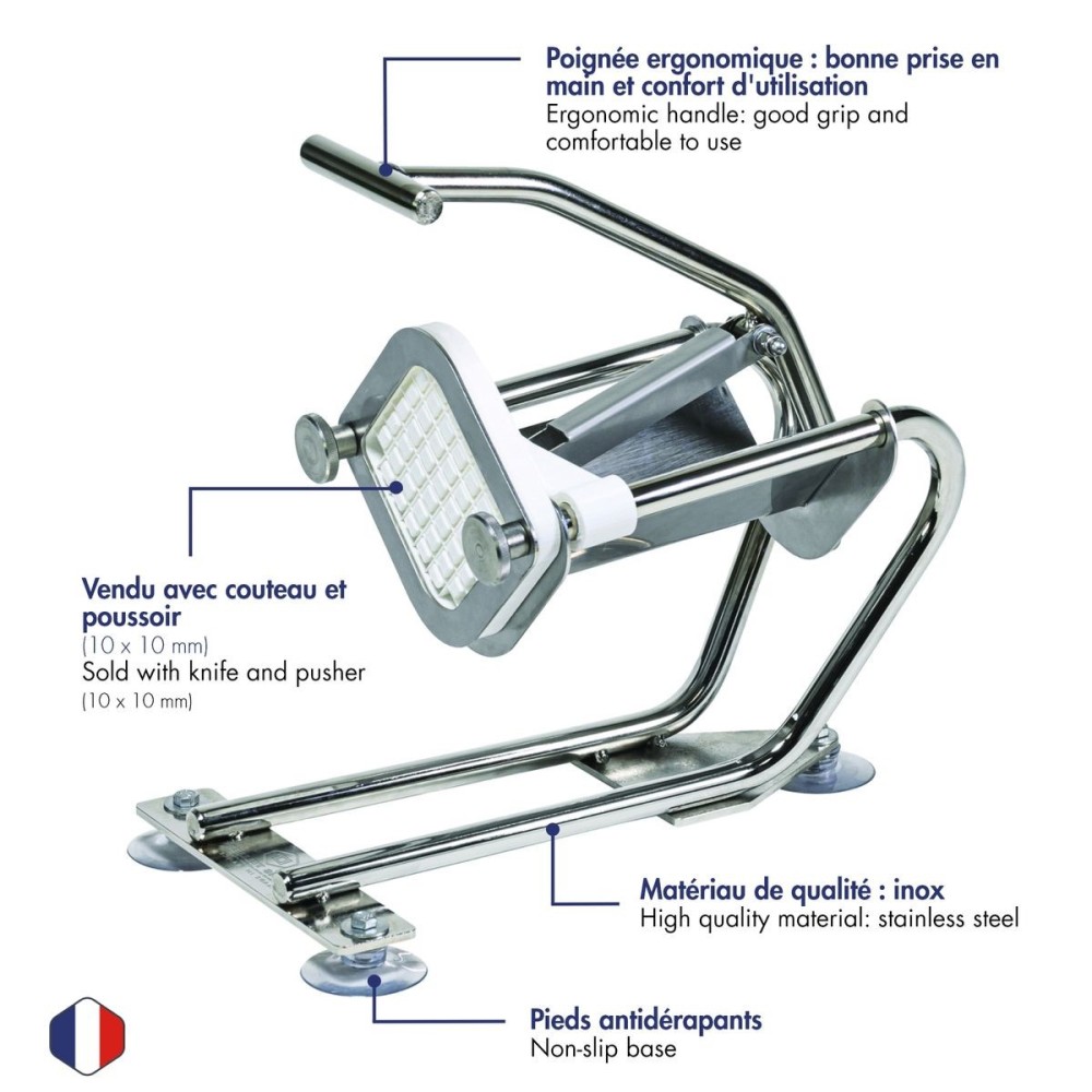 Coupe- Frites 10 mm avec Couteau et Poussoir | Tellier
