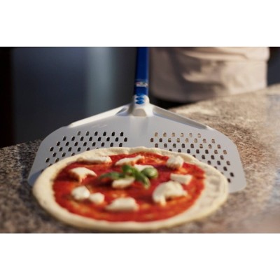 PELLE A PIZZA ALUMINIUM RECTANGULAIRE PERFOREE 33X33CM