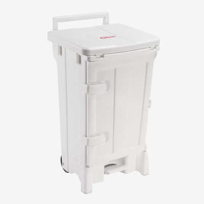 COLLECTEUR A PEDALES 90L + PORTE COUVERCLE BLANC