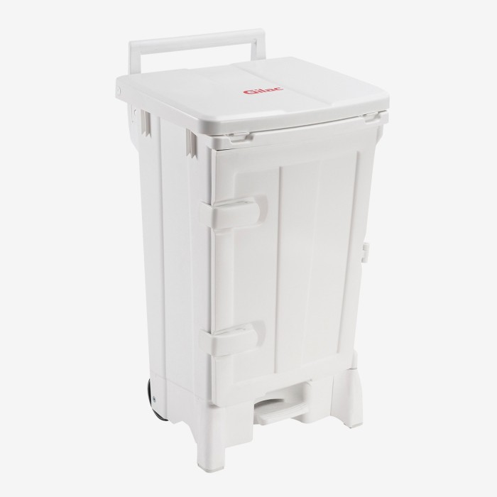 COLLECTEUR A PEDALES 90L + PORTE COUVERCLE BLANC