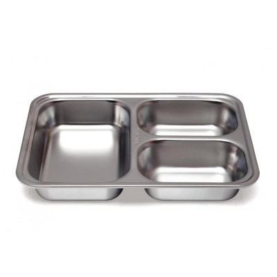 Plateau Inox 3 Compartiments avec Couvercle PP Plastorex | Plateau Repas Professionnel