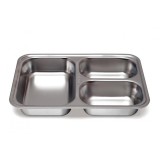 Plateau Inox 3 Compartiments avec Couvercle PP Plastorex | Plateau Repas Professionnel